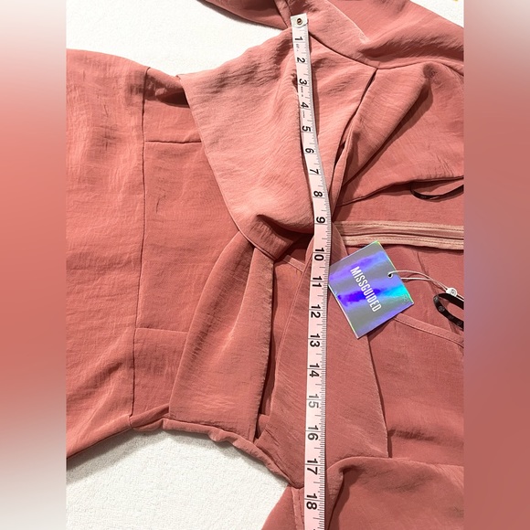 Miss Guided Long Sleeve Cross Over Front Mini Dress Rusty Pink Size 6 NWT - Picture 6 of 11